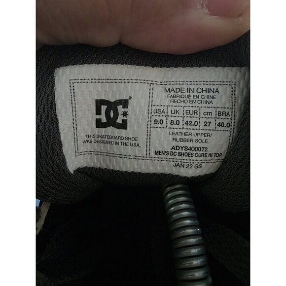 DC CURE HI TOP Men's Gray Skate Inspired Sneakers SHOES Size 9 ADYS400072 - Picture 8 of 8